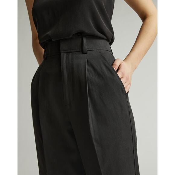 Everlane The Tencel Way-High Taper Pant Black 2 NWT - Picture 2 of 7
